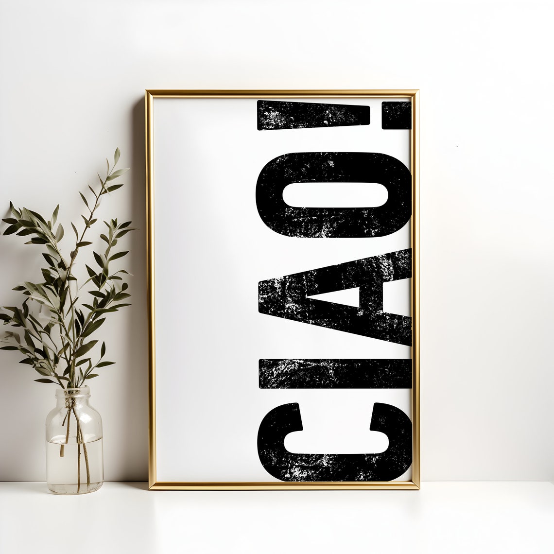 Ciao Distressed Typography White Background Italian Style Poster - Image 4