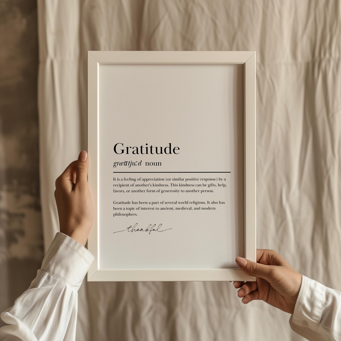 Gratitude Dictionary Definition Minimalist Typography Poster Thankfulness Quote - Image 2
