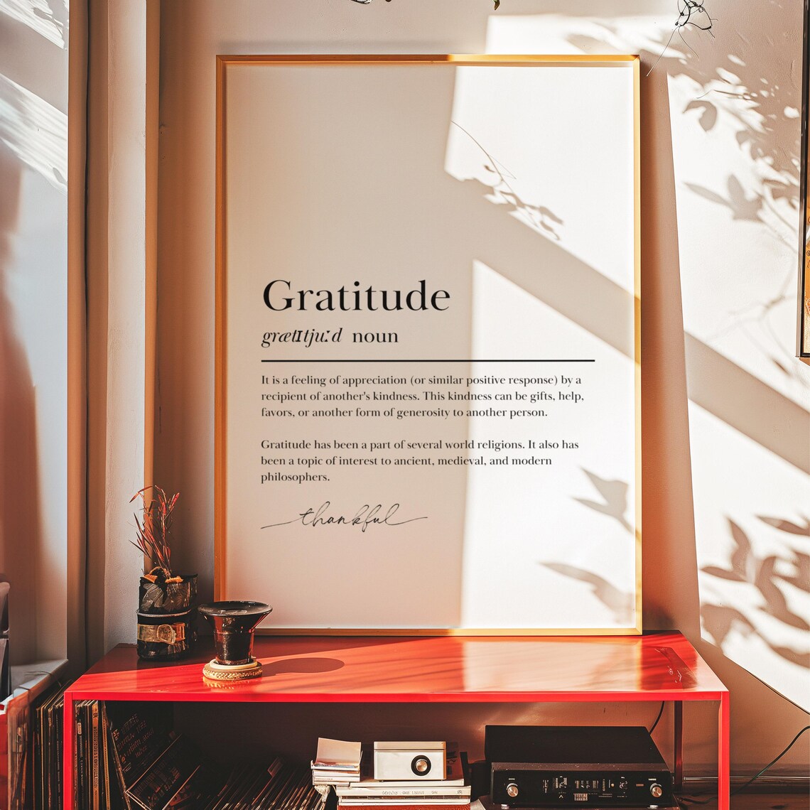 Gratitude Dictionary Definition Minimalist Typography Poster Thankfulness Quote - Image 4