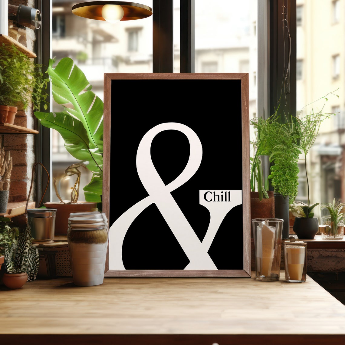 Ampersand And Chill Bold Typography Black Minimalist Art Poster - Image 7