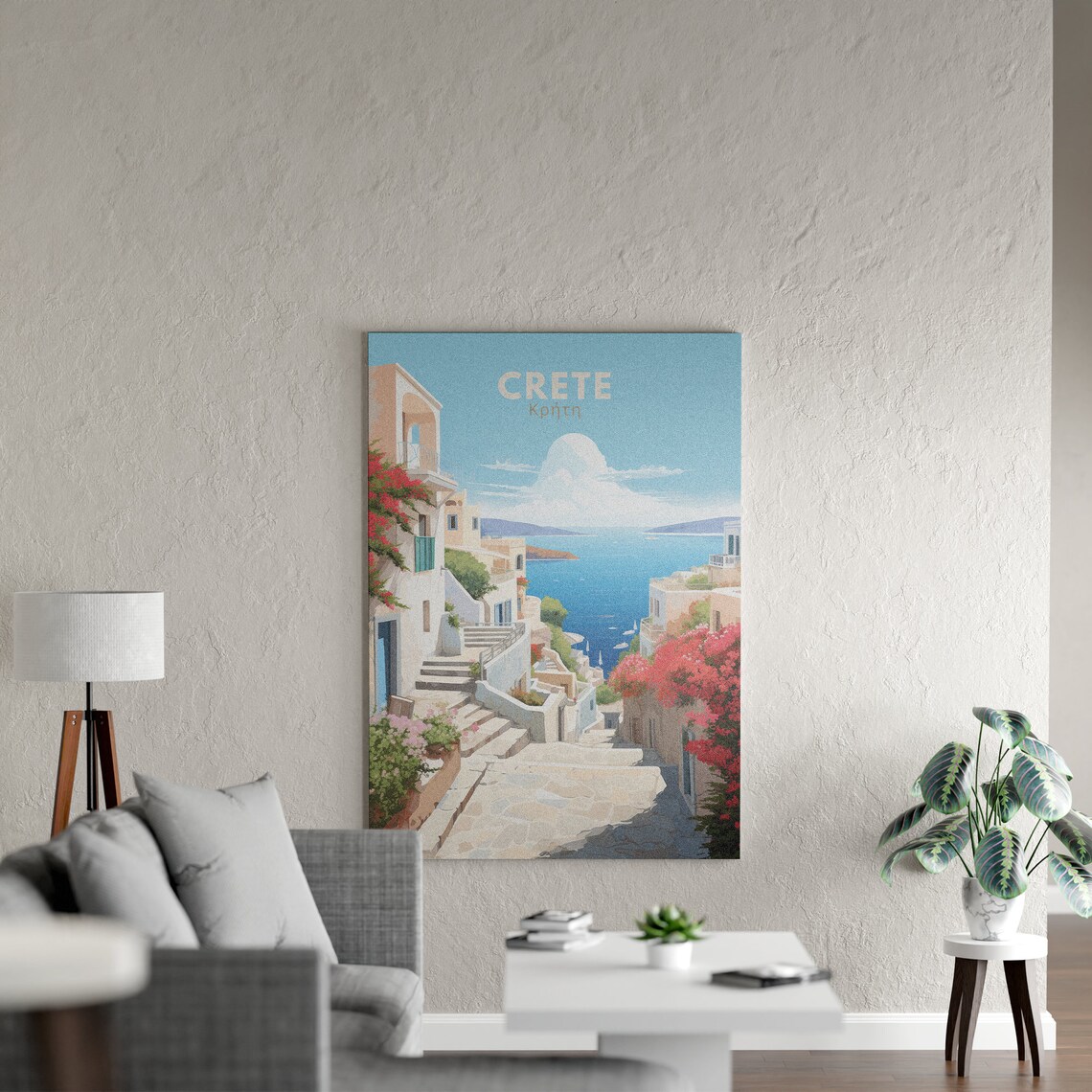 Crete Greece Island Street Bougainvillea Sea View Travel Poster - Image 2