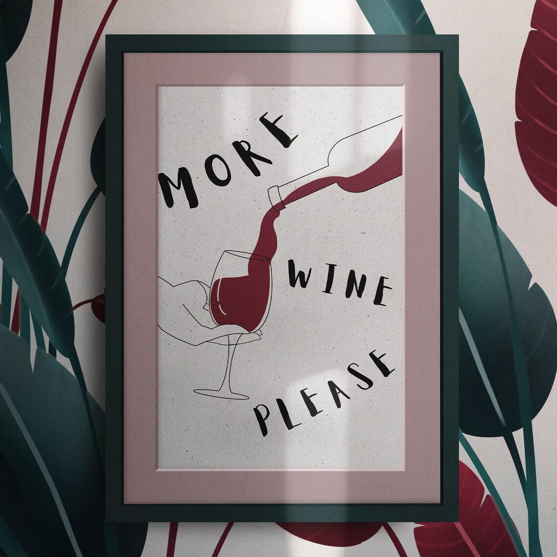 More Wine Please Funny Wine Poster, Retro Bar Decor - Image 3