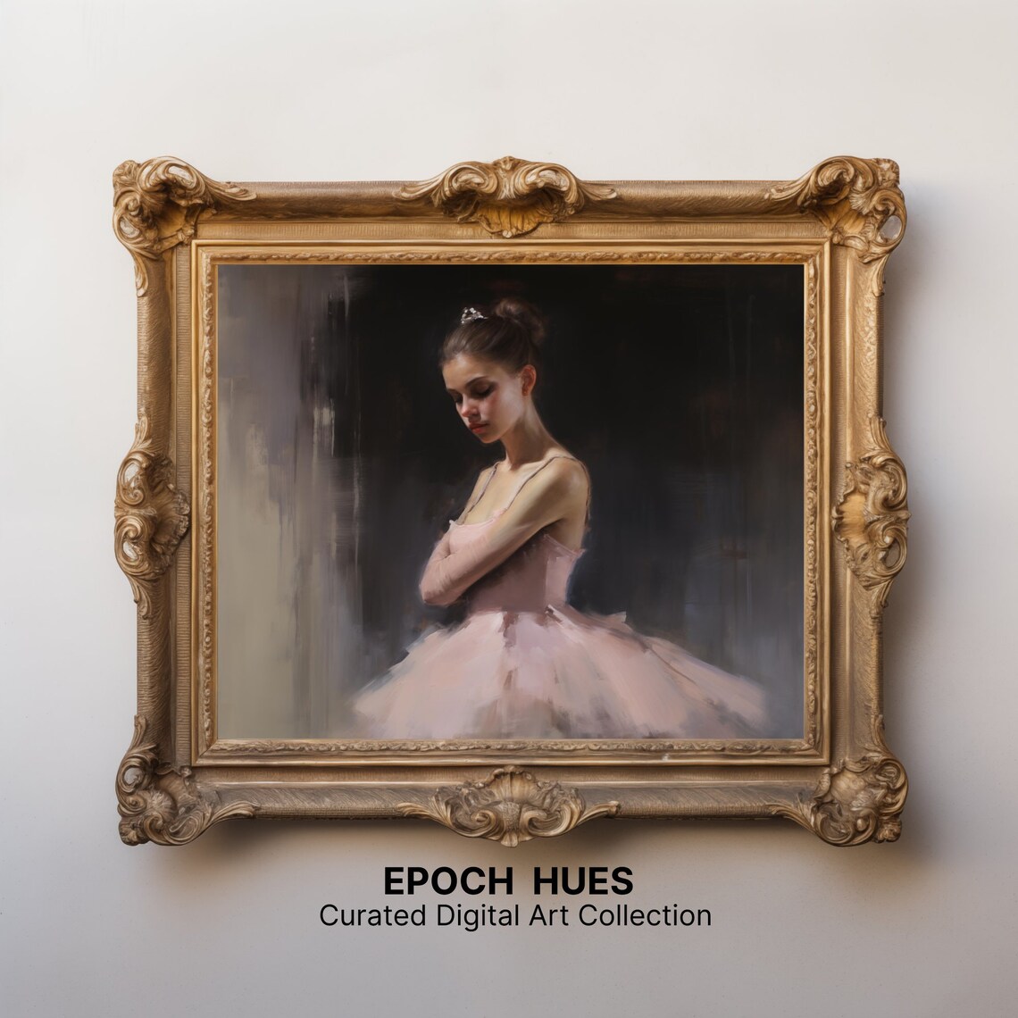 Ballerina in Pink Tutu Dark Stage Impressionist Dance Poster - Image 3