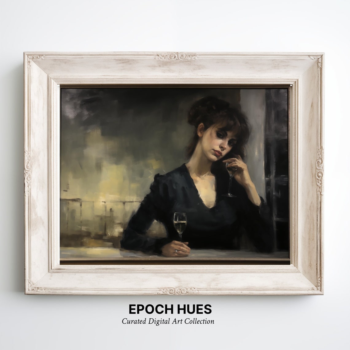 Woman With A Wine Glass Moody Impressionist Evening Style Poster - Image 3