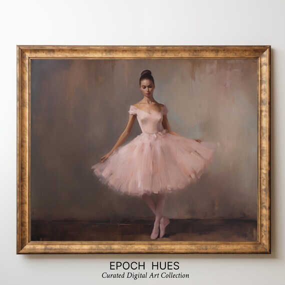 Ballerina in Flowing Pink Tutu Graceful Dance Portrait Art Poster