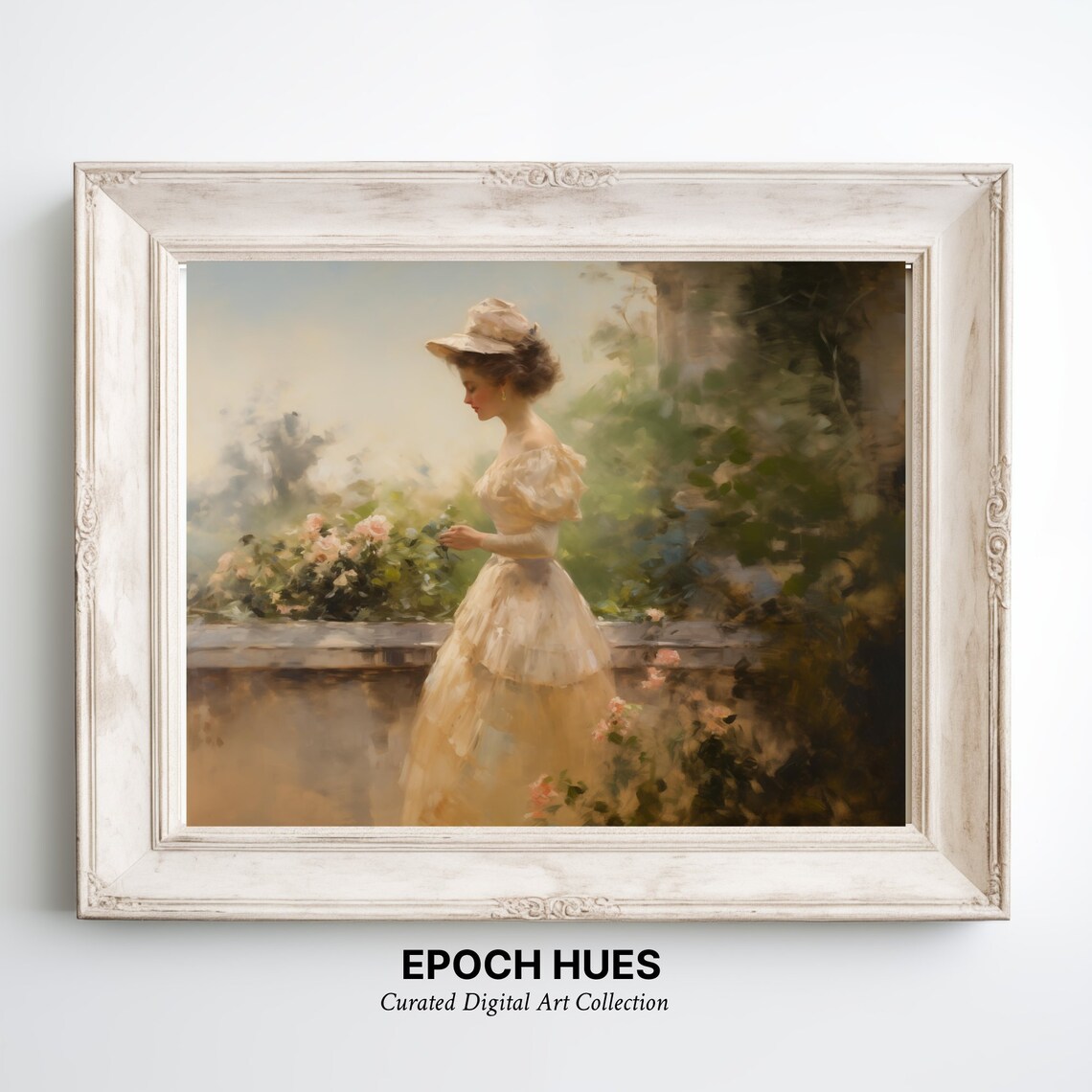 Victorian Lady In A Rose Garden Elegant Vintage Style Art Poster - Image 2