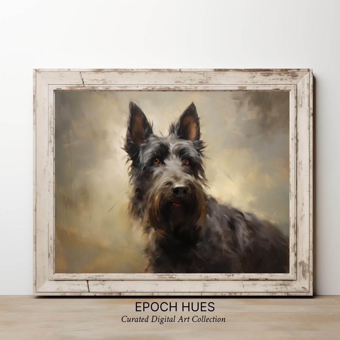 Scottish Terrier Portrait Dark Bearded Dog Oil Painting Poster - Image 2