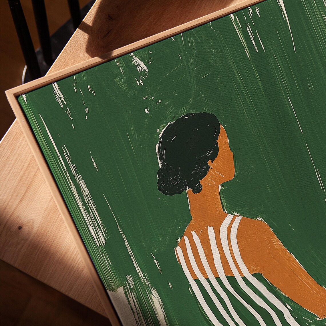 Green Minimalist Yoga Print, Meditating Woman - Image 6