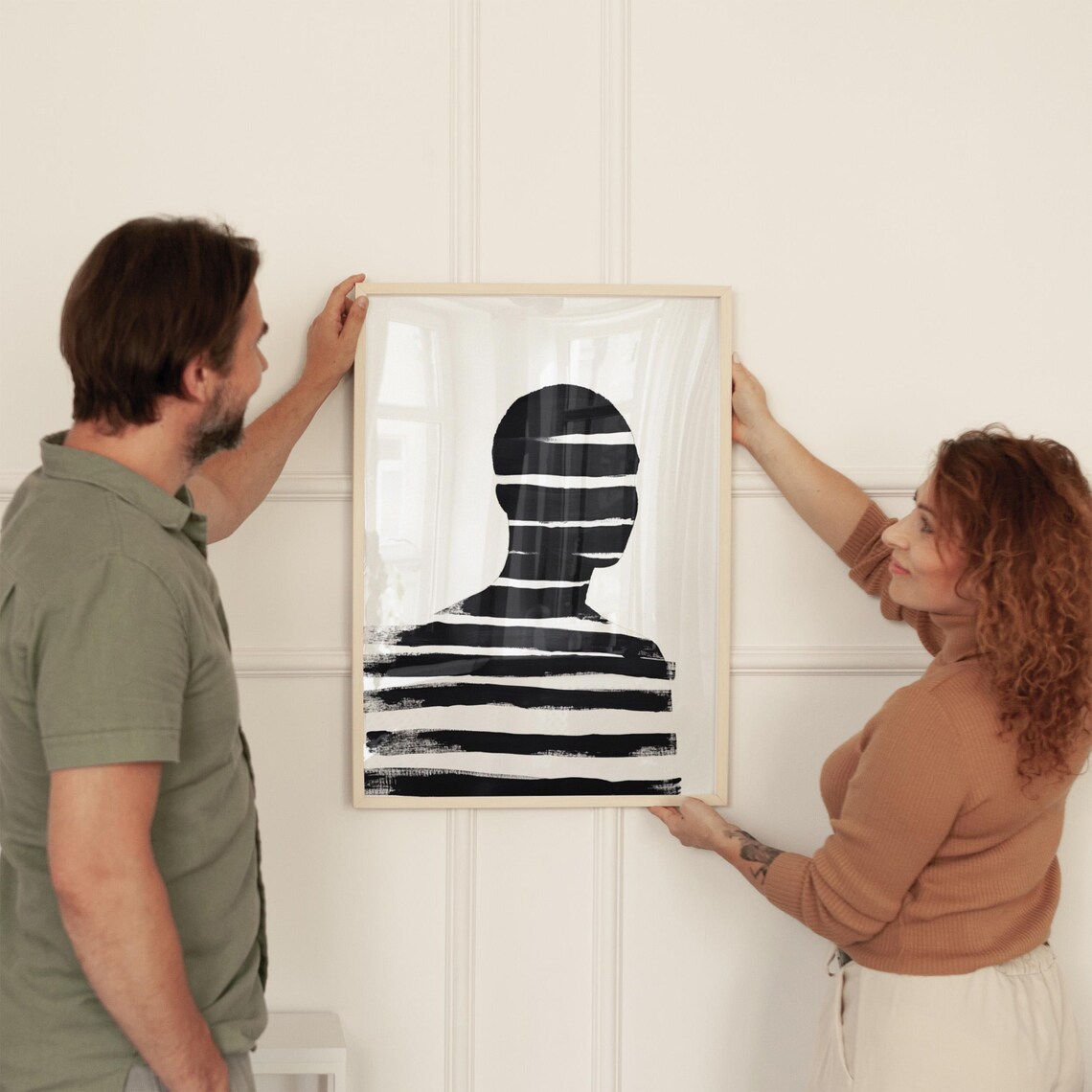 Abstract Black And White Portrait Minimalist Art Print - Image 2