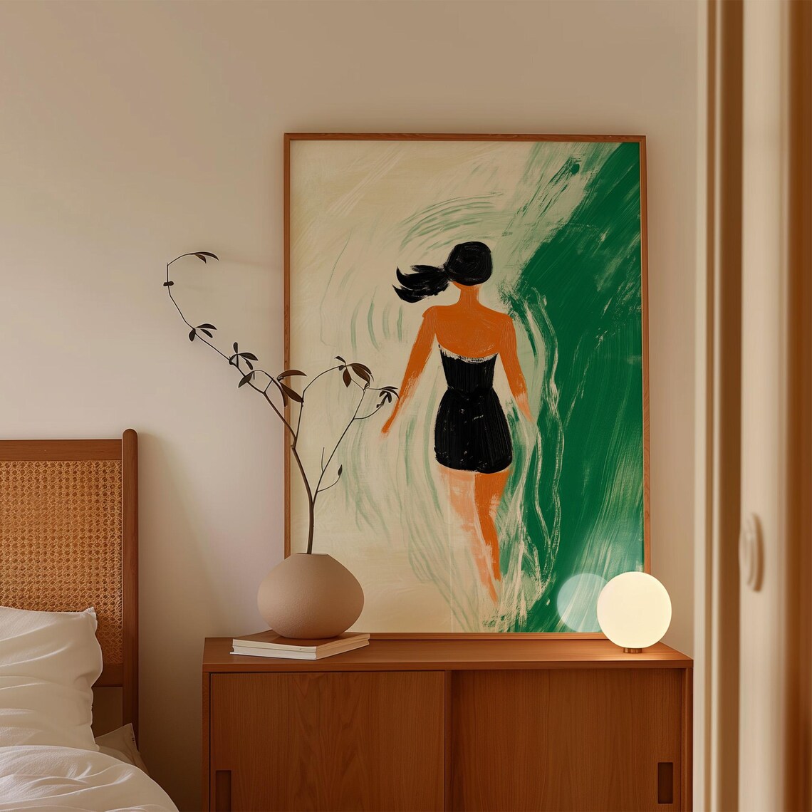 Woman Walking In Water, Minimalist Coastal Art Print - Image 6