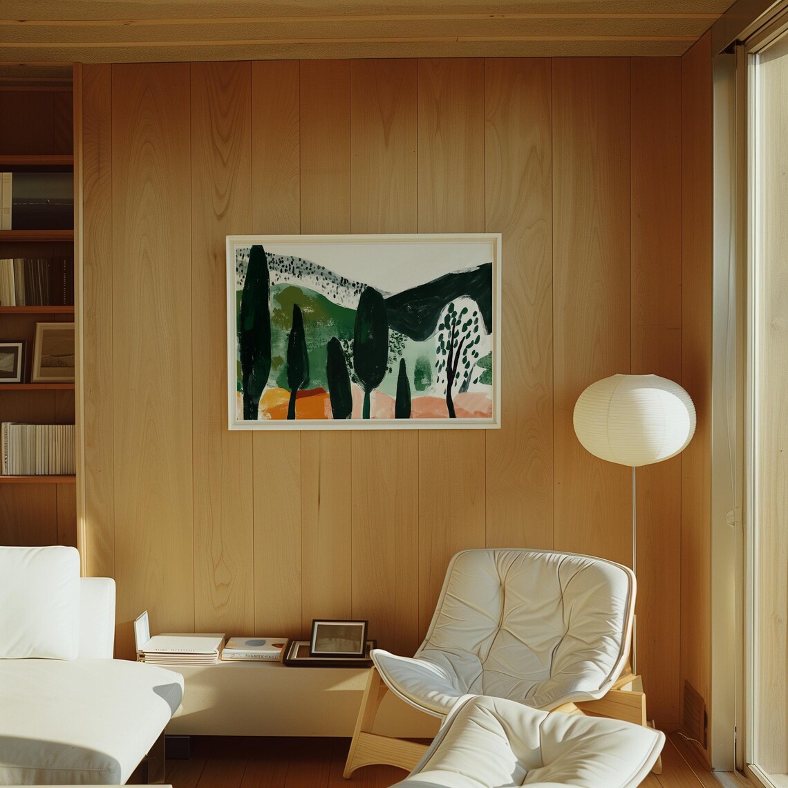 Minimalist Tuscany Landscape, Abstract Cypress Hills - Image 4