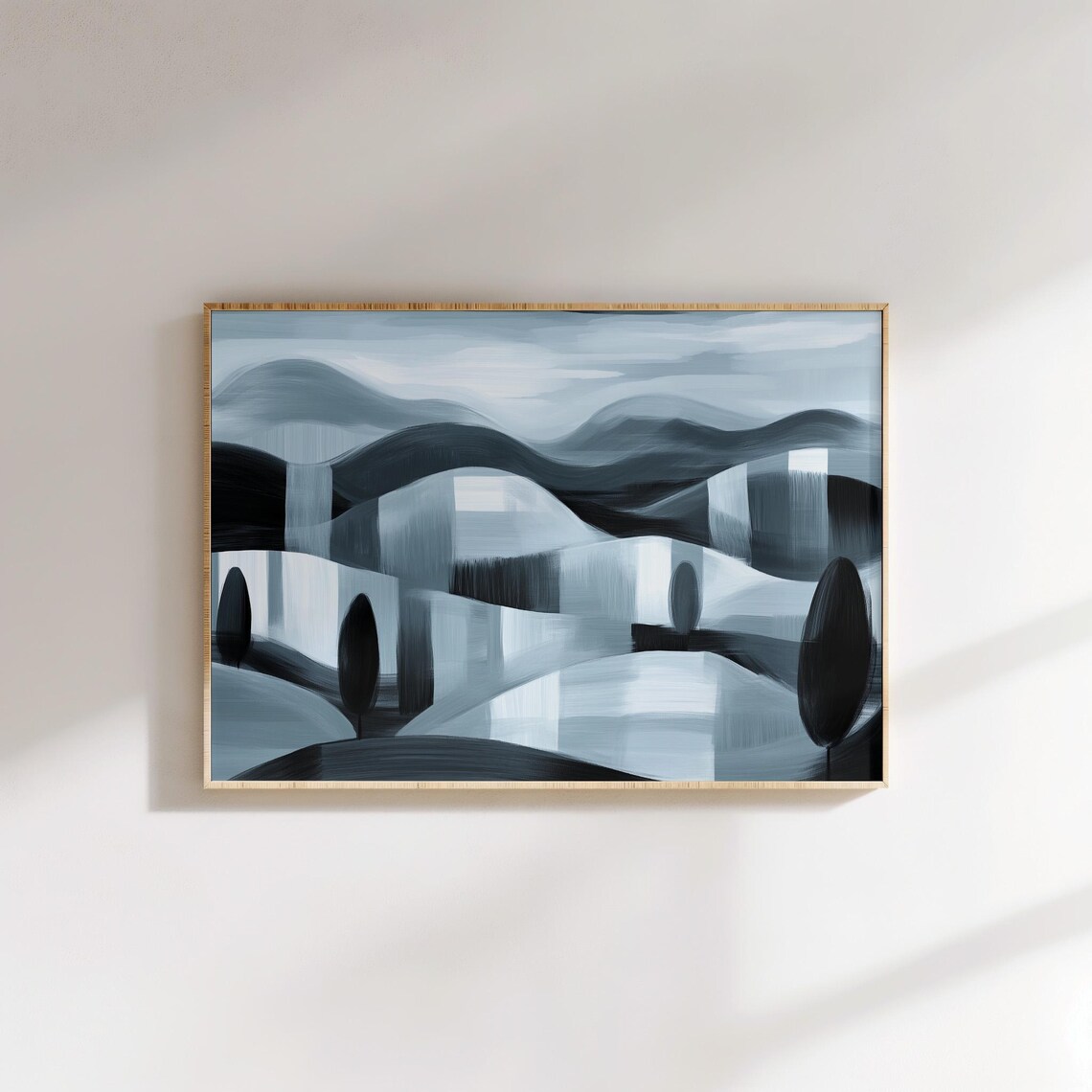 Abstract Black And White Hills Minimalist Landscape