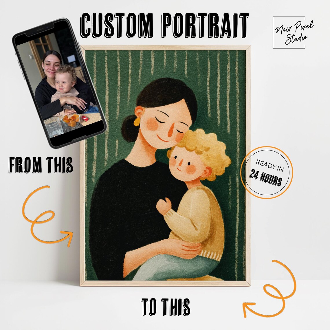 Custom Emerald Abstract People Personalised Portrait