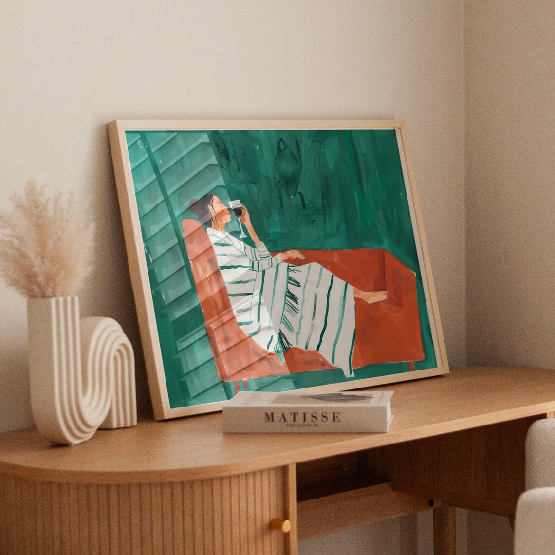 Emerald Green Abstract People Art Print, Contemporary - Image 4