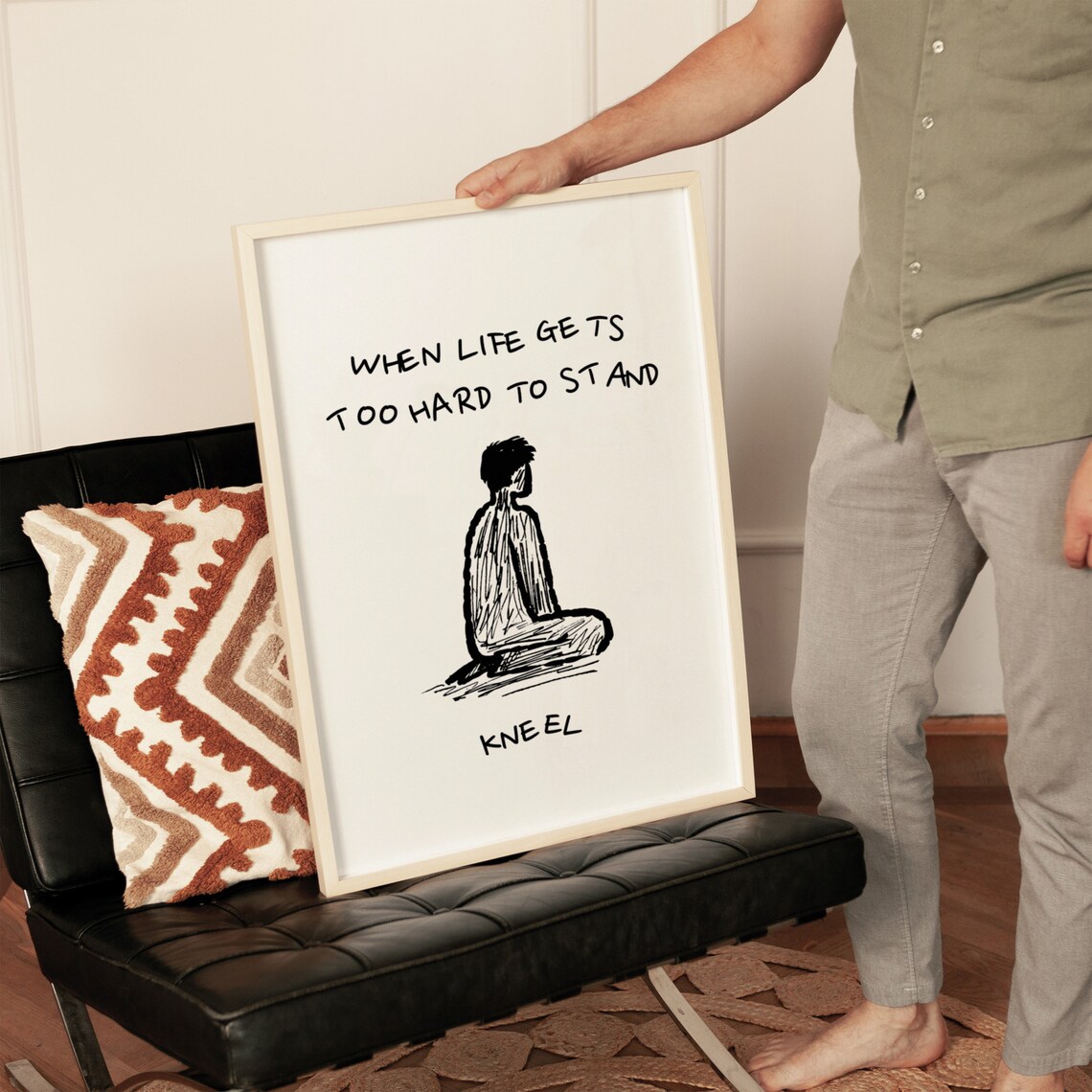 When Life Gets Too Hard To Stand Kneel Faith Prayer Quote Poster - Image 3
