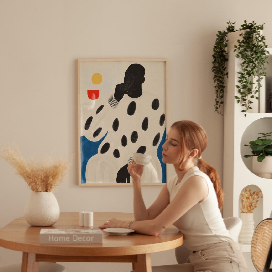 Man In Dotted Sweater Art Print Abstract Minimalist Portrait Bold Graphic Wall Art Modern Figurative Decor Illustration - Image 5