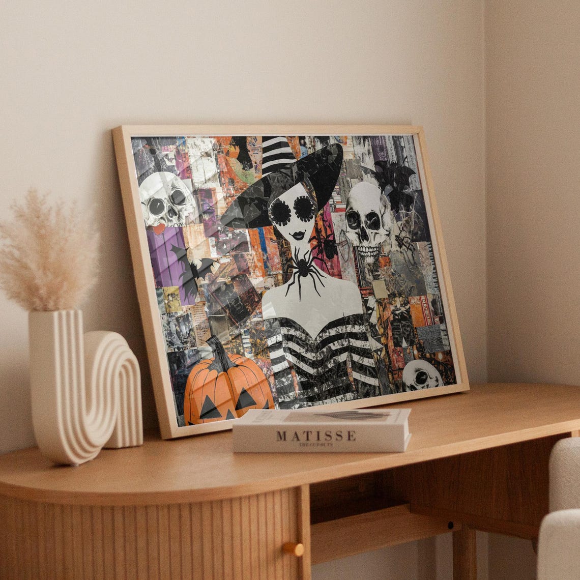 Halloween Witch Portrait Collage With Spooky Skulls Decor Poster - Image 4