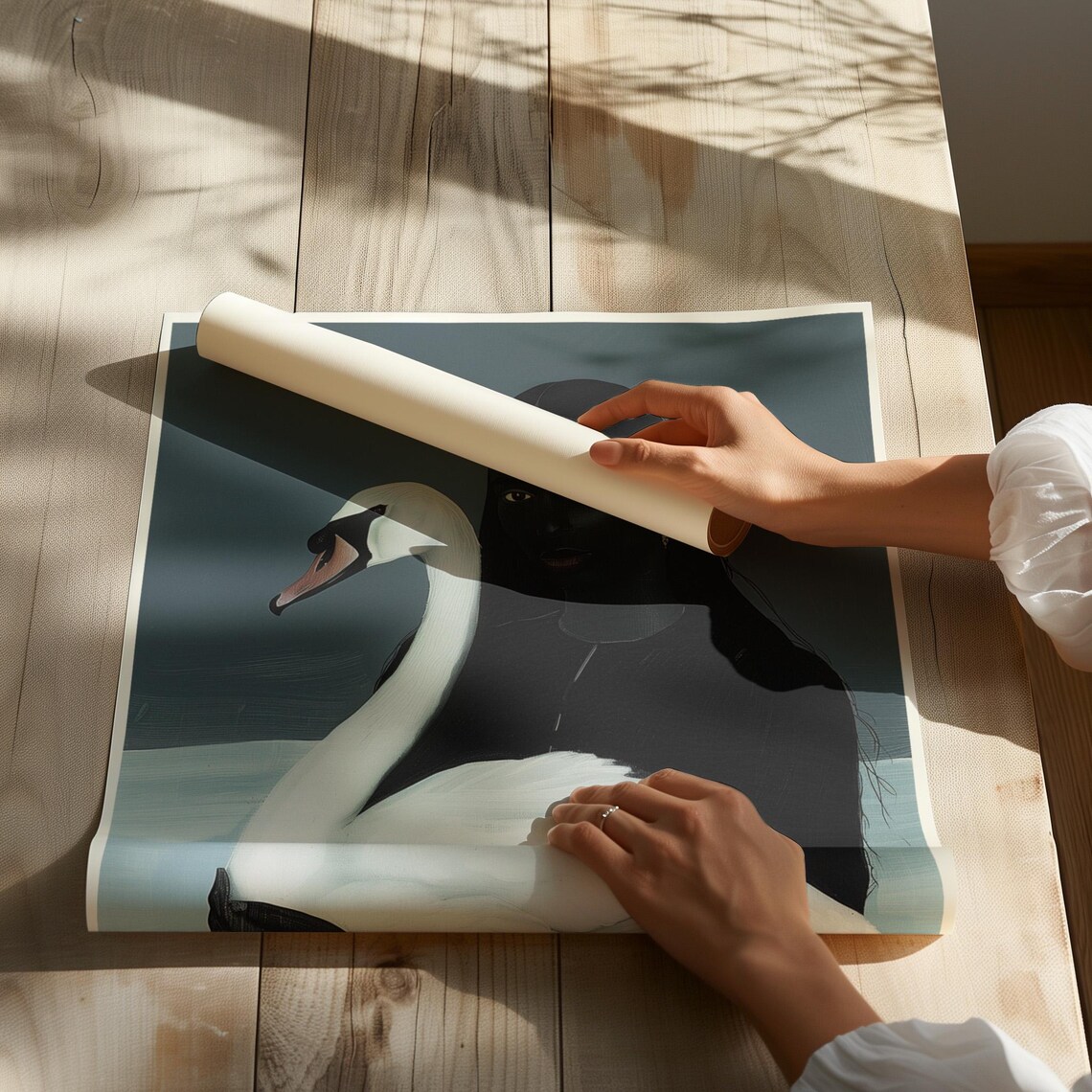 Abstract People with Swan, Nordic Wall Art Print - Image 3