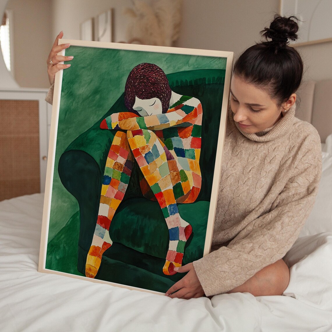 Colorful Mosaic Figure Art Print, Modern Watercolor - Image 5