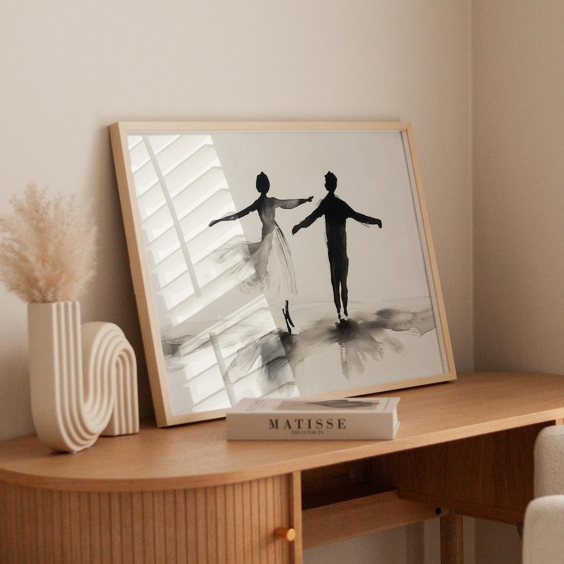 Dancing Couple Silhouette, Minimalist Abstract Art - Image 3