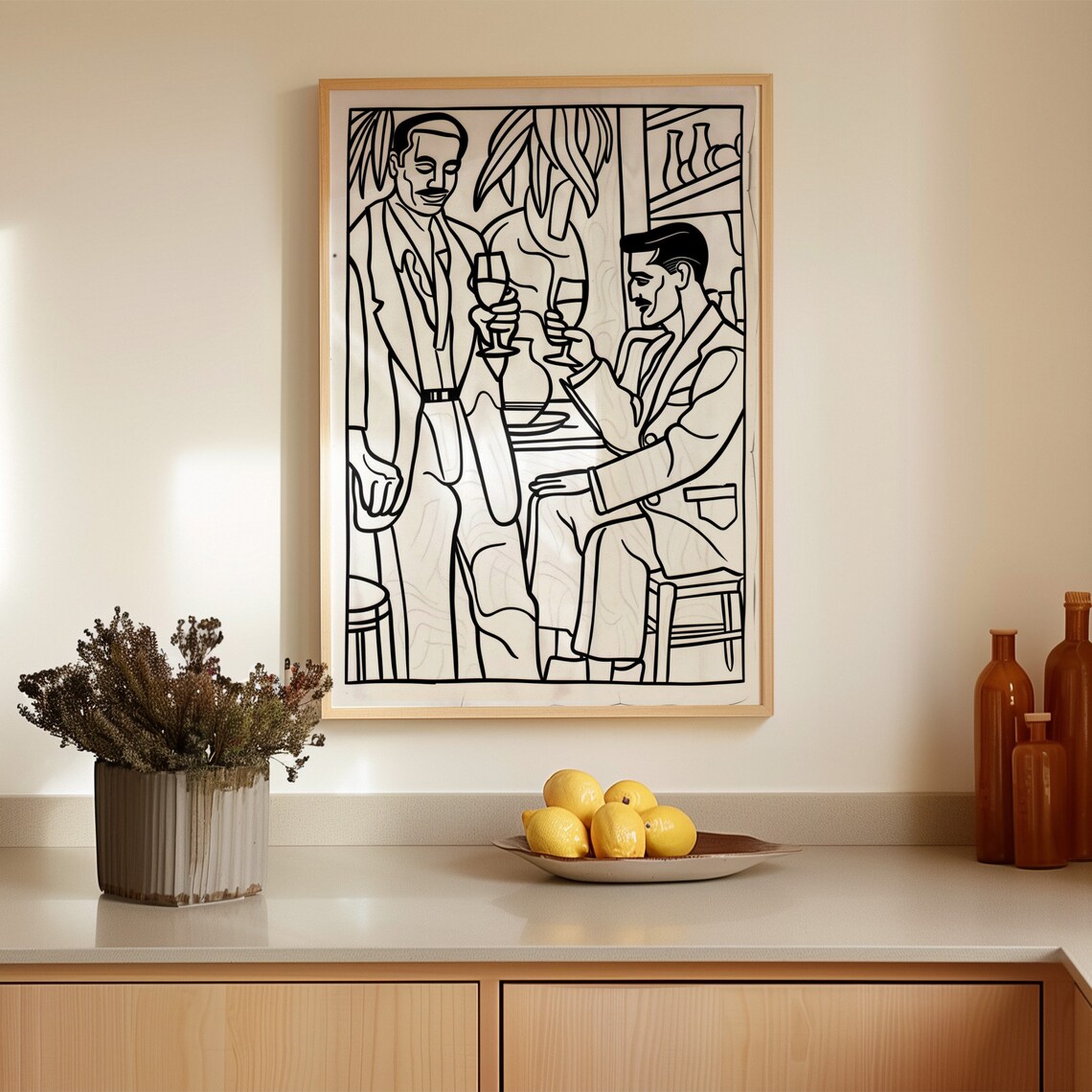 Dapper Men Line Art Vintage Bar Wall Art - Image 4