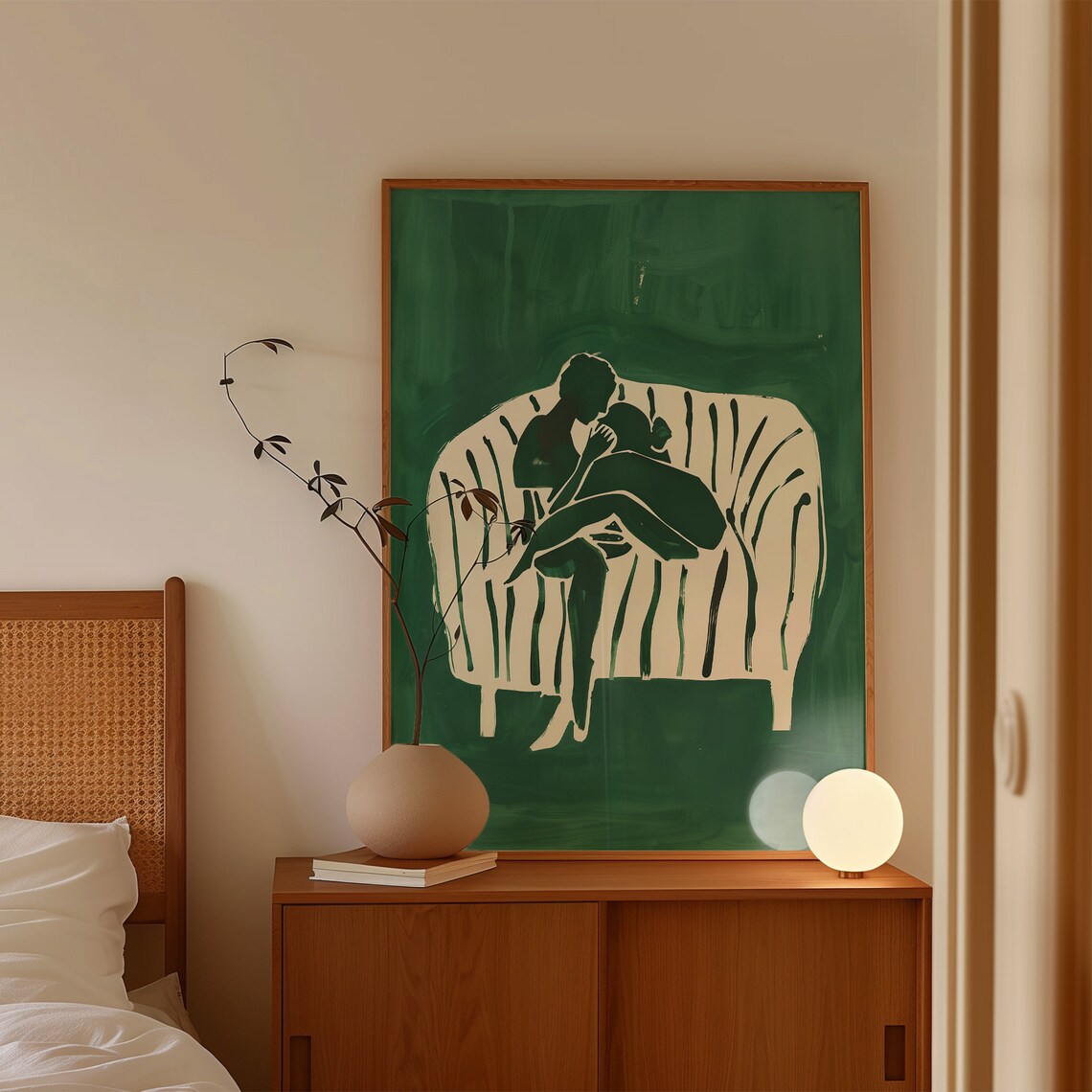 Abstract People Contemporary Minimalist Green Art Print - Image 3