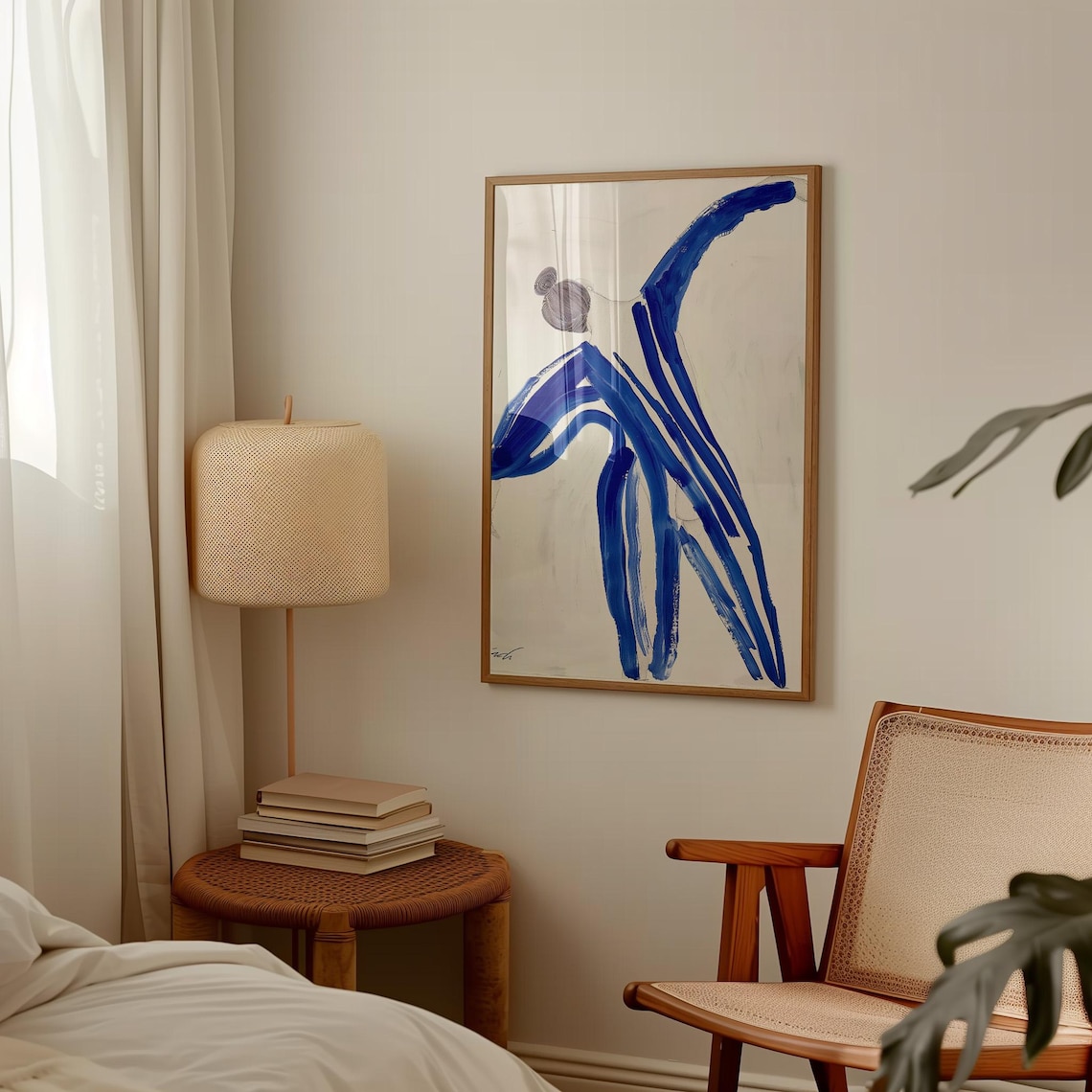 Abstract Blue Dancer Ultramarine Brushstroke Minimalist Movement Poster - Image 2
