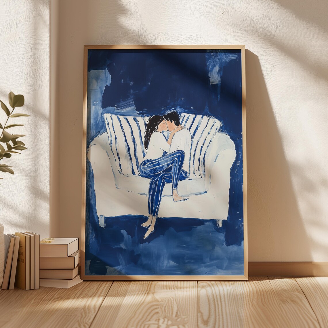 Abstract People Minimalist Art Print, Love Stripe Couple