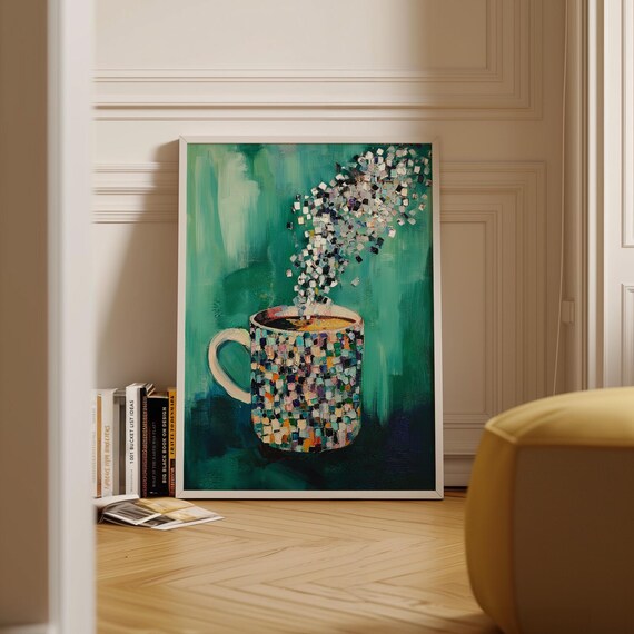 Colorful Mosaic Coffee Mug Abstract Steam Art