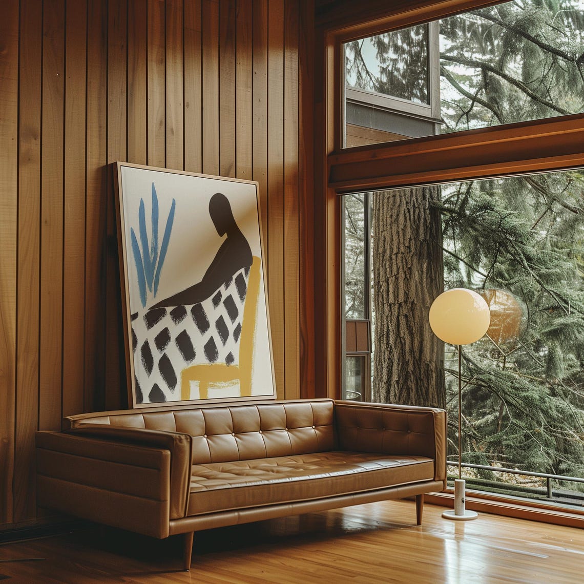 Reclining Silhouette Figure On Yellow Chair With Dotted Shawl Poster - Image 2
