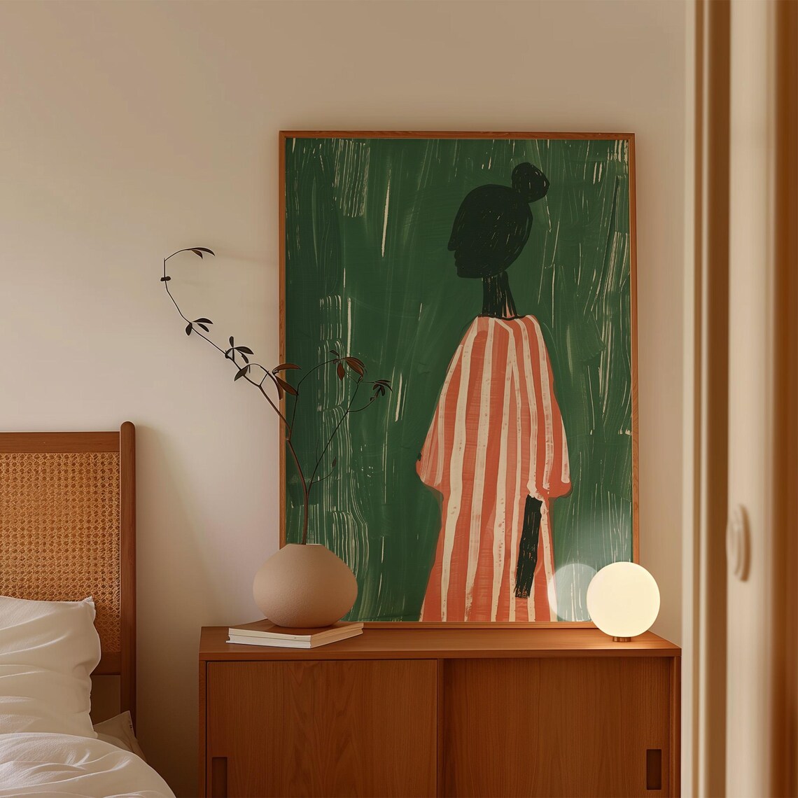 Emerald Green Abstract People, Contemporary Wall Art Print - Image 4