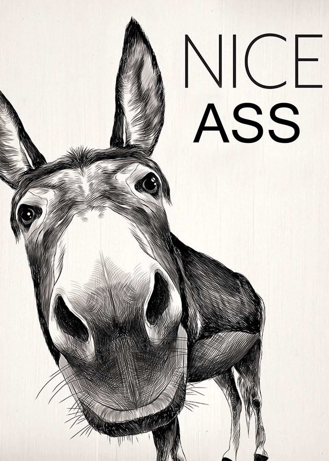 Funny Donkey Face Nice Ass Quote Black White Tapestry Wall Art - Image 3