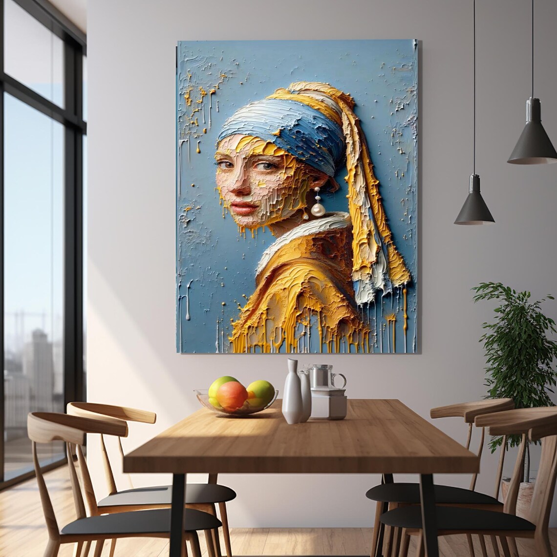 Girl With A Pearl Earring 3D Impasto Texture Vermeer Style Gallery Poster - Image 2