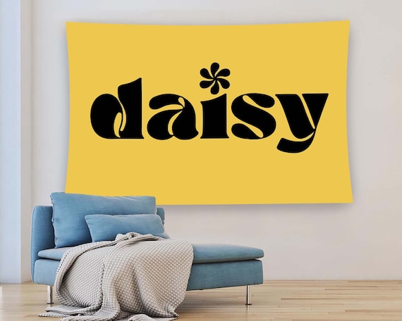 Daisy Retro Bold Typography Yellow Flower Minimalist Name Wall Art