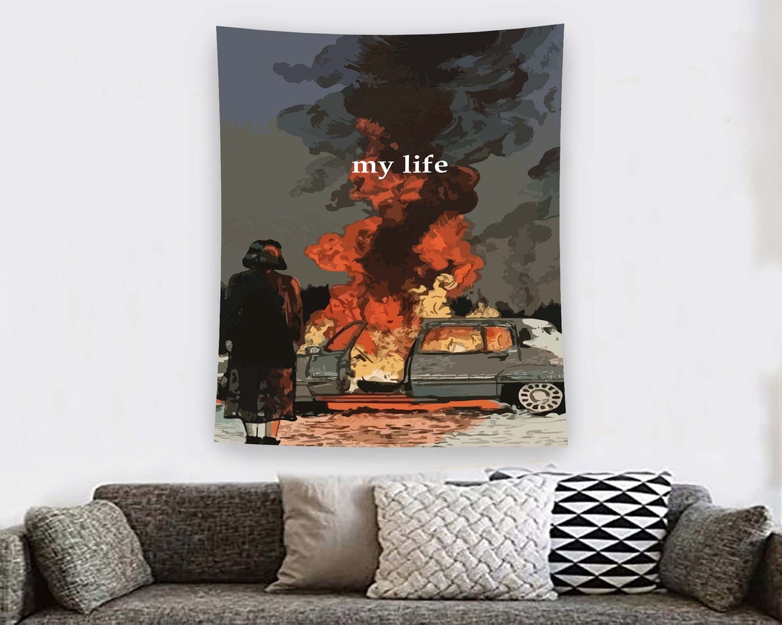 My Life Burning Car Dumpster Fire Funny Meme Humor Wall Art Decor - Image 2