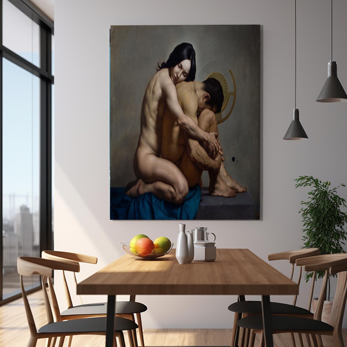 Woman Holding Fallen Saint Dark Gothic Classical Painting Gallery Poster - Image 2