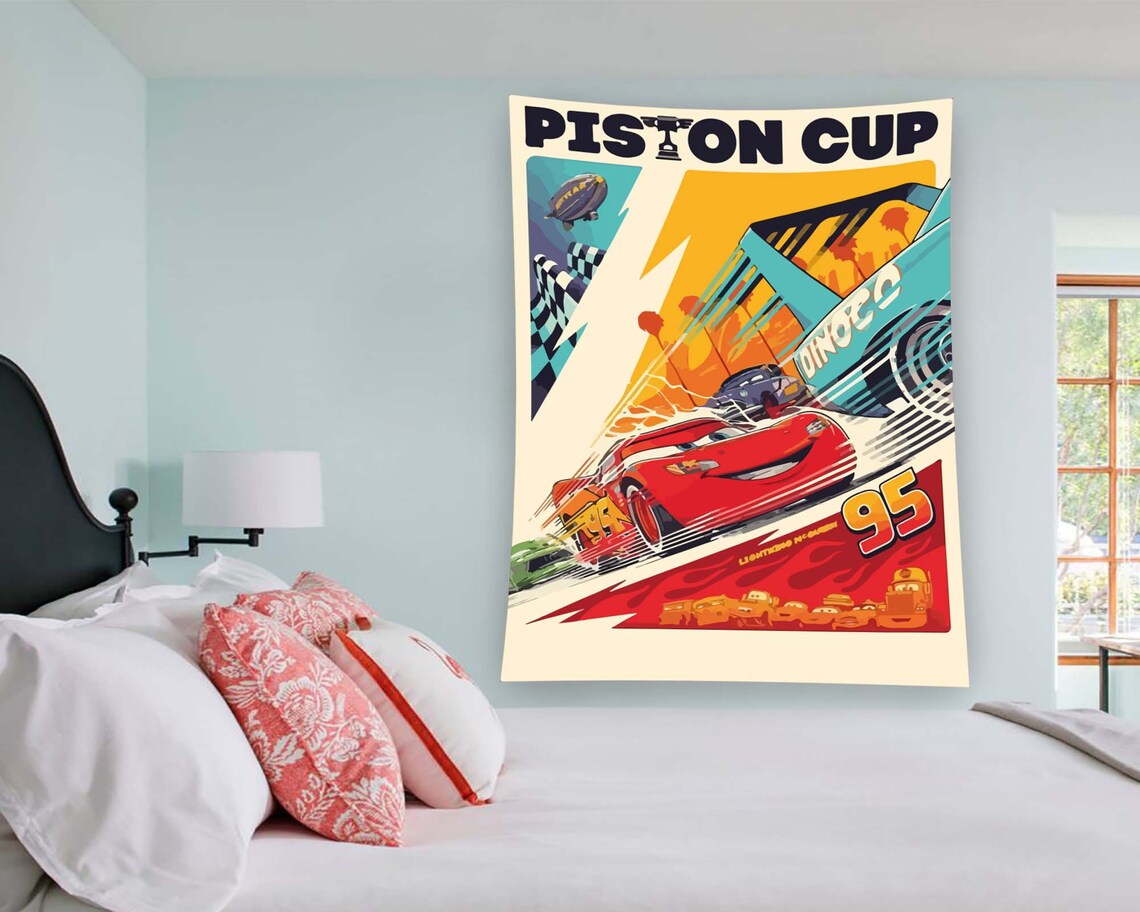Cars Nursery Tapestry Wall Hanging Art Print - Image 2