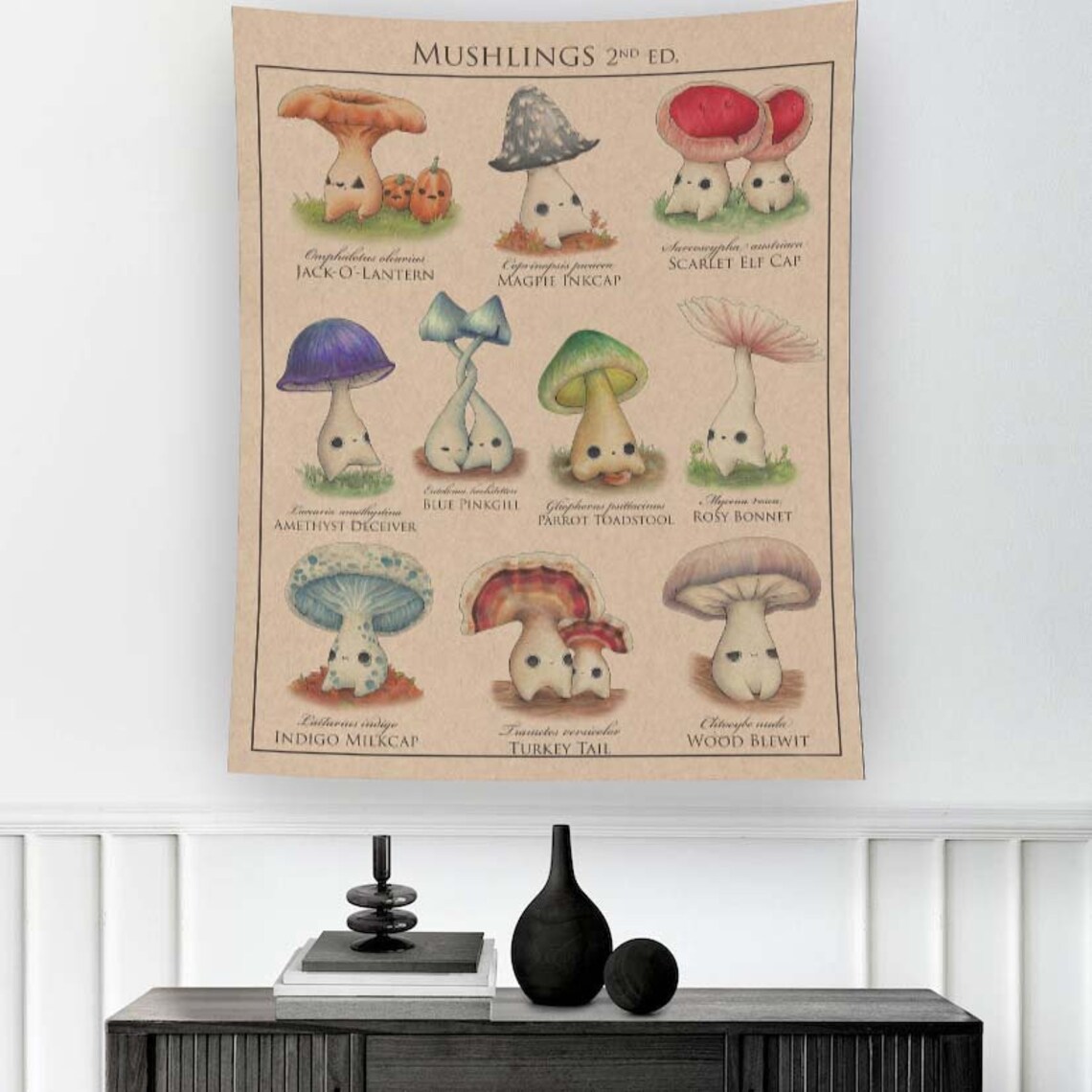 Mushroom Pattern Minimalist Nursery Tapestry