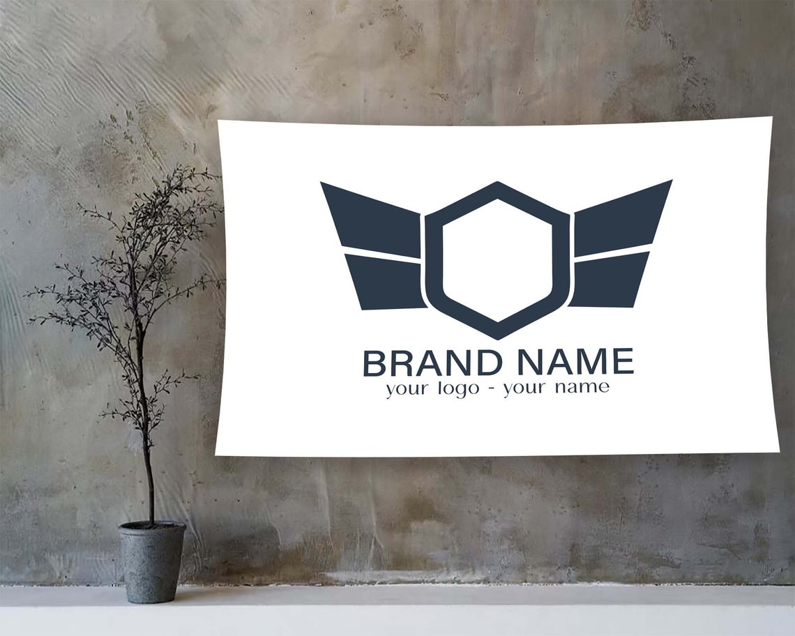 Custom Logo Brand Name Shield Wings Template Tapestry Wall Art - Image 2