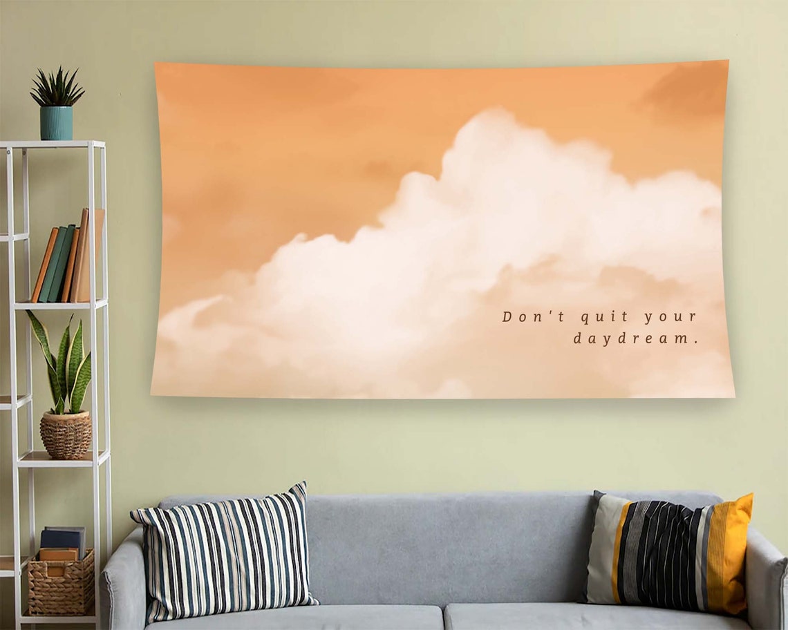 Dont Quit Your Daydream Cloud Quote Peach Sky Soft Motivational Poster - Image 2