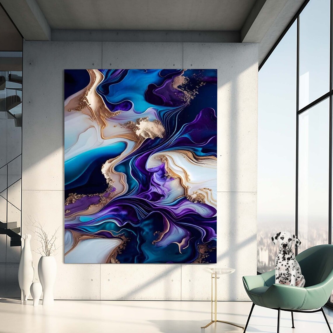 Purple Marble Glass Mosaic Floral Wall Art Print