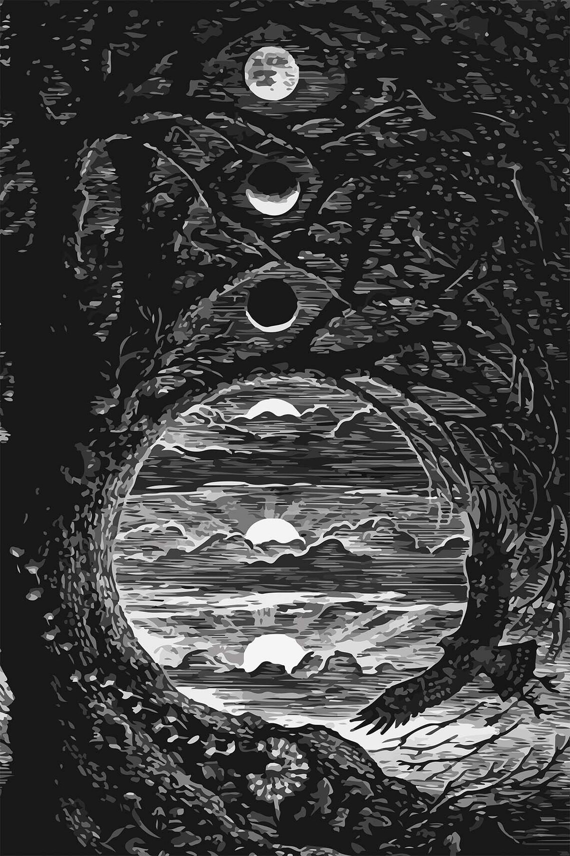 Moon Gothic Tapestry Art Print, Minimalist Bedroom Decor - Image 3