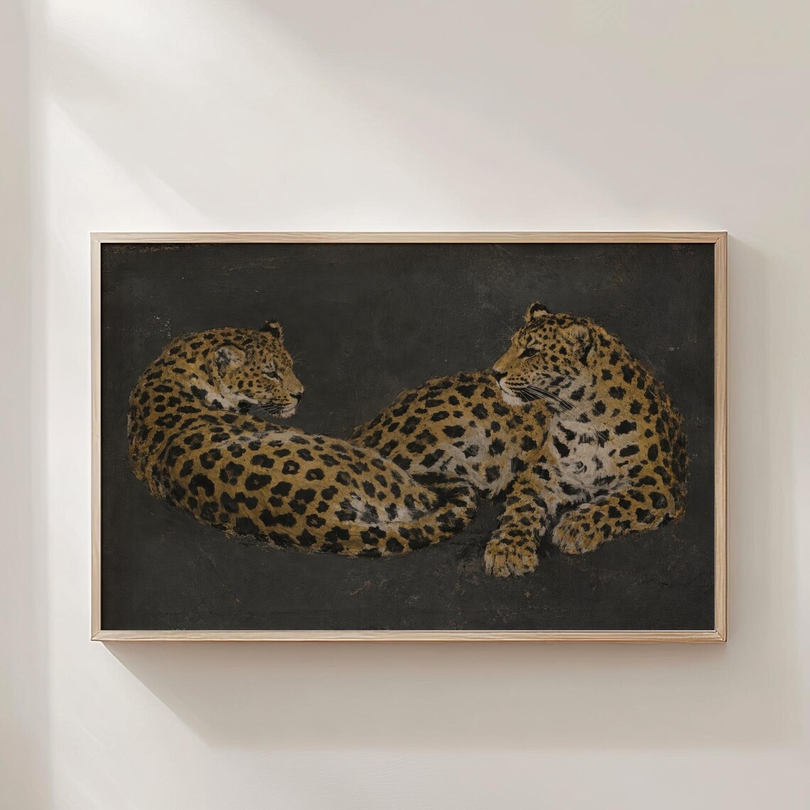 Two Resting Leopards Dark Moody Wildlife Spotted Big Cat Poster