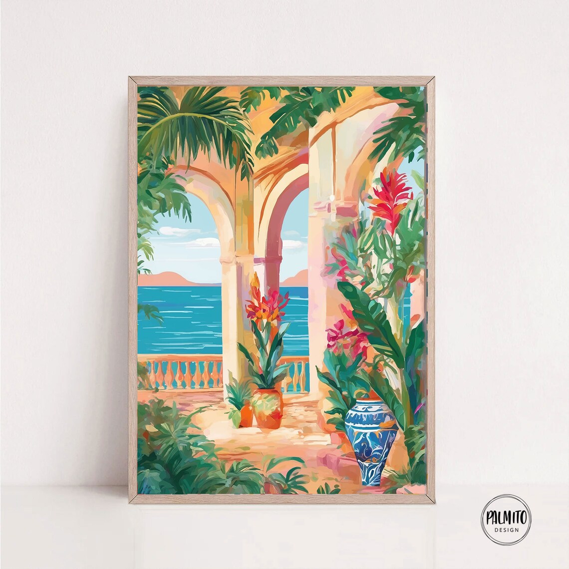 Colorful Tropical Mediterranean Balcony Art Print