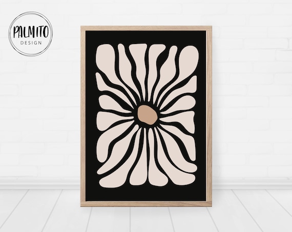 Matisse Black Flower Print Boho Neutral Girl Room Poster Abstract Flower Art Flower Market Wall Art Botanical Print