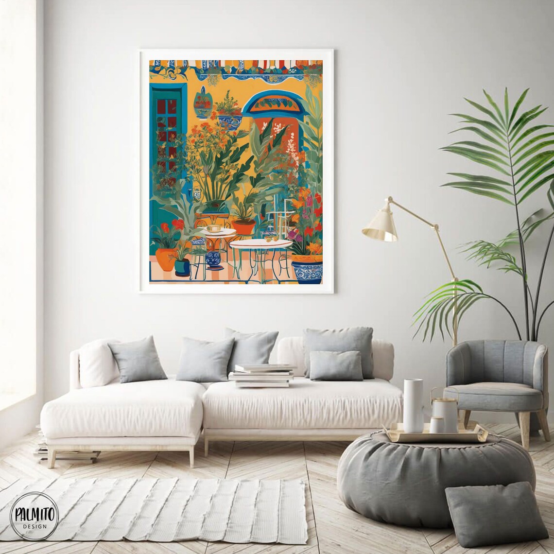 Colorful Coffee Shop Facade Art Print, Cafe Plants - Image 3