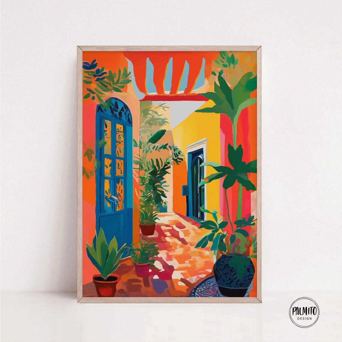 Boho Mexican House Art Print, Colorful Facade Poster