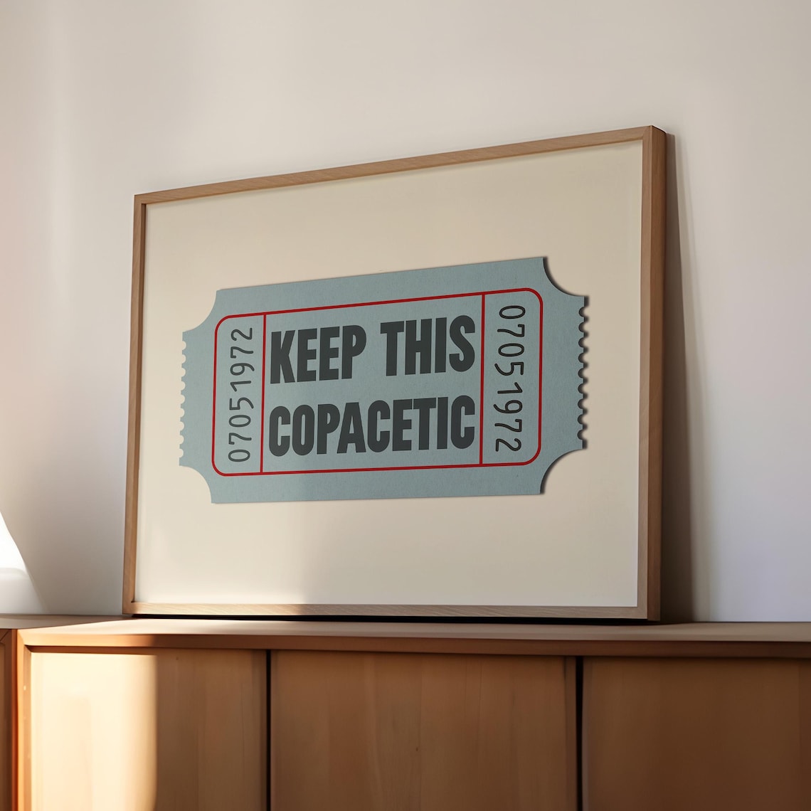 Keep This Copacetic Vintage Ticket Art Blue Retro Quirky Office Bar Wall Decor Poster