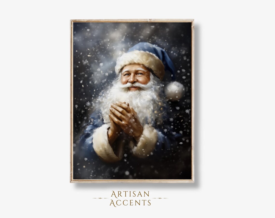 Santa Claus Watercolor Modern Christmas Art Print