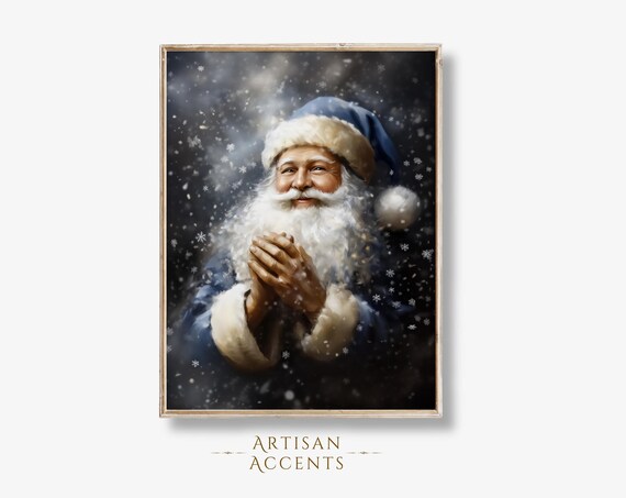 Santa Claus Watercolor Modern Christmas Art Print